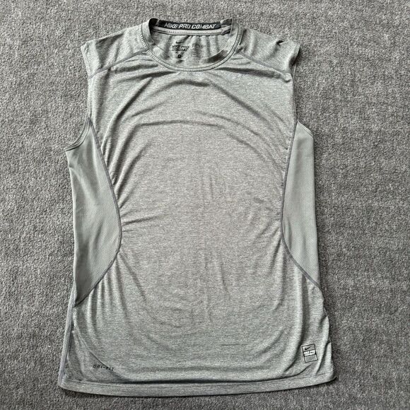 Nike Other - Nike Pro Combat Dri-Fit Fitted Sleeveless T Shirt Grey Athletic Mens Medium